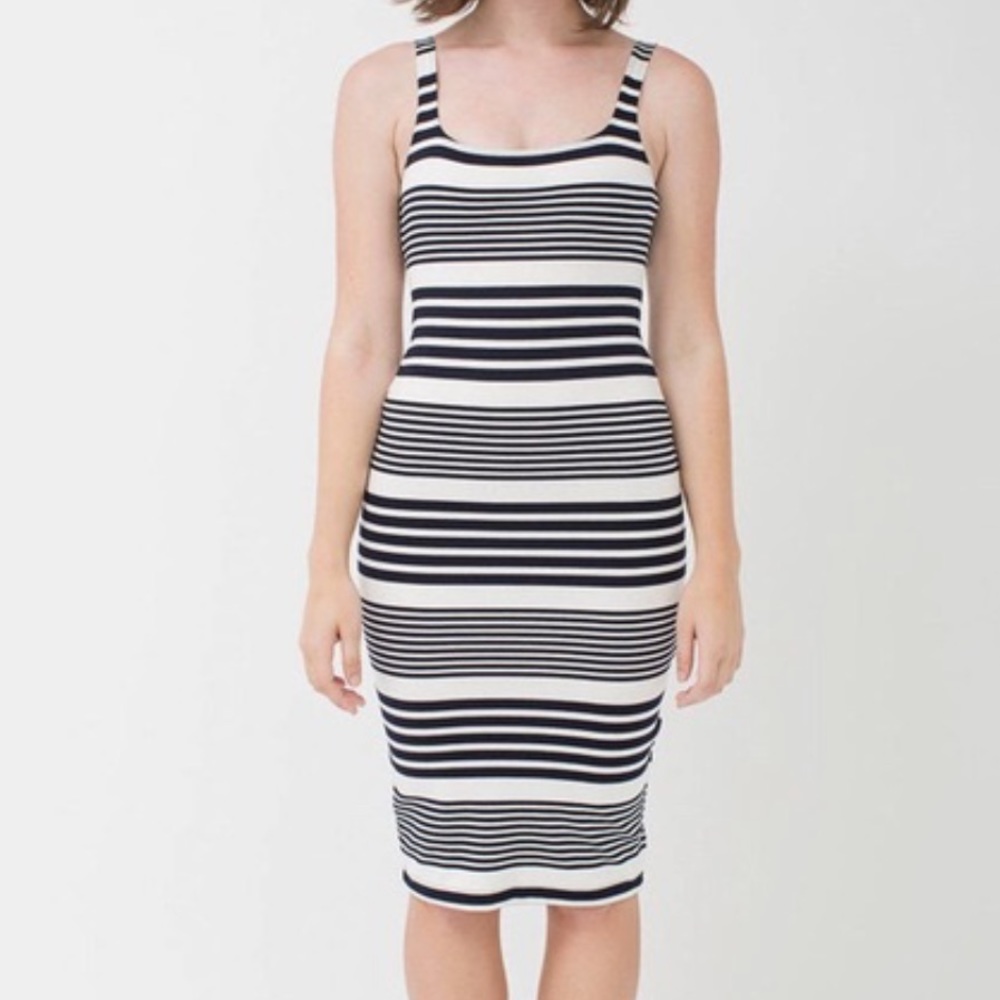 AMERICAN APPAREL STRIPED BODYCON MAXI DRESS